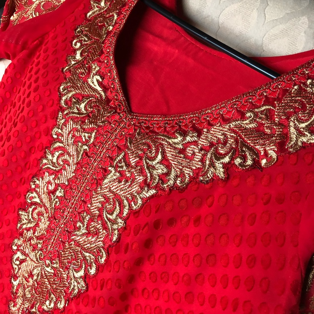 SALE!! Red, White and Gold Indian/Pakistani Suit